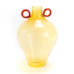 Vase Amphore ambre anse rouge