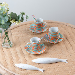 Coffret de 4 tasses de 10 cl / sous tasses Alizée + cuillère assorties
