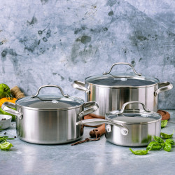 Série de 3 pièces Geneva : Casserole 16 cm + Faitout 20 et 24cm