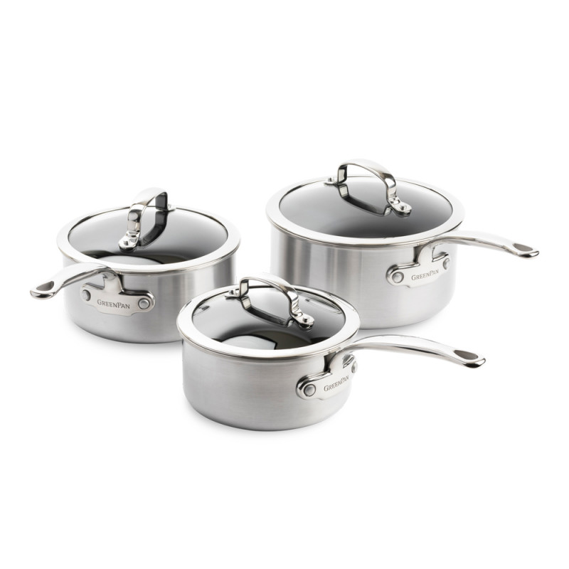 Set de 3 casseroles première 16 cm, 18 cm et 20 cm avec couvercle