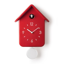 Horloge murale 39 cm avec pendule rouge