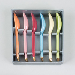 Coffret 6 cuilleres a cafe couleur assorties