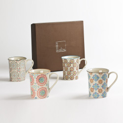 Coffret de 4 mugs décors assortis 30 cl bohème