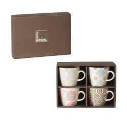 Coffret de 4 tasses 30 cl décors assortis bohème