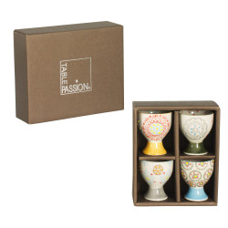 Coffret de 4 coquetiers décors assortis bohème