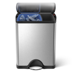 Poubelle rectangulaire à pédale double compartiment 46L Code H et V inox Poubelle rectangulaire à pédale double compartiment 46L Code H et V inox