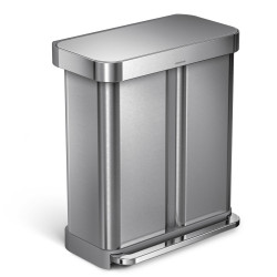 Poubelle rectangulaire à pédale double compartiment 58L code H inox