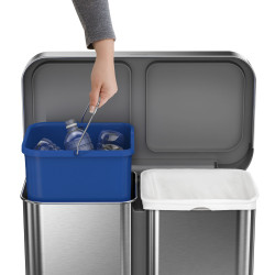 Poubelle rectangulaire à pédale double compartiment 58L code H inox Poubelle rectangulaire à pédale double compartiment 58L code H inox