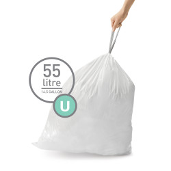 Pack de 20 sacs poubelle 50-80L code U