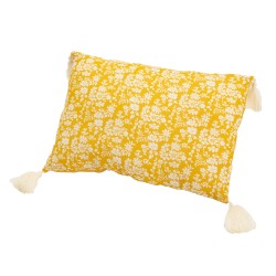 Coussin fleuri Moutarde 