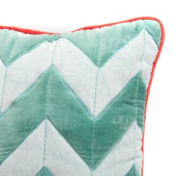 Coussin Zig Zag 45x45 cm en velours vert