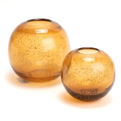 Vase boule Paillette ambre 15 cm