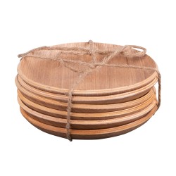 Set de 6 dessous de verre bois naturel 12 cm