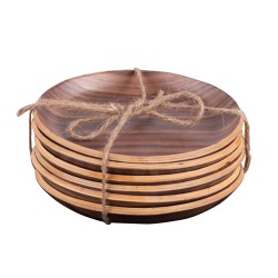 Set de 6 dessous de verre bois brun 12 cm