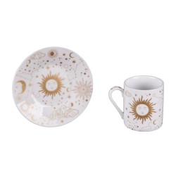 Ensemble tasse et sous tasse en porcelaine (6 pièces)