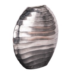 Vase ovale vague en fonte argent 30 cm