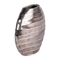 Vase ovale vague en fonte argent 20 cm
