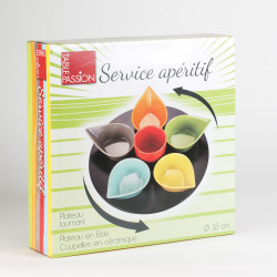 Service aperitif goutte 7 pieces multicolore rotatif