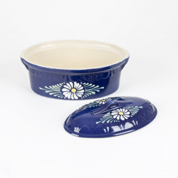 Poterie alsacienne pour baeckeoffe - Bleu - Gros Points