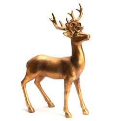 Cerf fleurs doré 40 cm