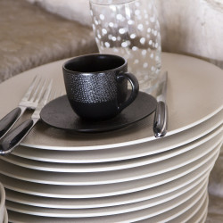 Tasse à café et sous-tasse Vésuvio noir 12 cl (lot de 6)