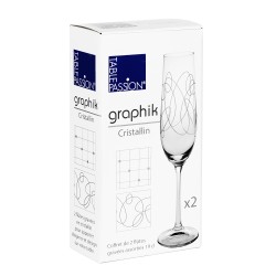 Coffret de 2 flûtes Graphik gravées 19 cl