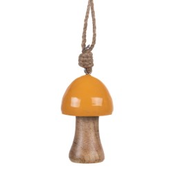 Sets de 2 suspensions champignon jaune en bois  (lot de 4)