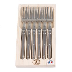 Coffret 2 Couteaux + 2 Fourchettes Laguiole Tout Inox Satiné