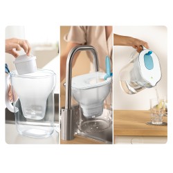 Carafe filtrante bleu 2,4L dont 1,4L d‘eau filtrée avec une 1 cartouche