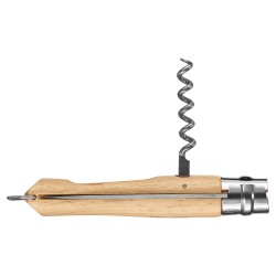 Couteau de poche N°10 en hêtre avec tire-bouchon et décapsuleur