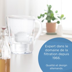 Carafe filtrante en verre 2,5 dont 1,5L d'eau filtrée avec filtre