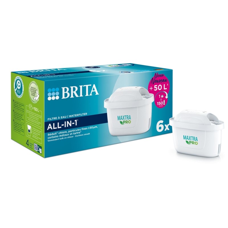 Maxtra Pro All-in-1. Pack de 2 à 6 cartouches pour carafe - Brita