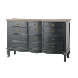 Commode 9 tiroirs gris Maddy