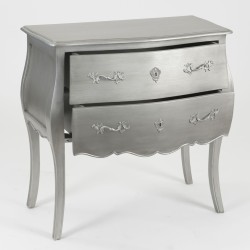 Commode argentée 2 tiroirs Murano