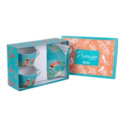 Coffret 2 déjeuners et sous tasses assorties Paraiso 35 cl