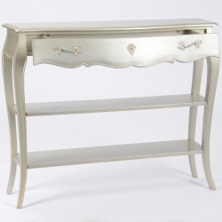 Grande console argentée 1 tiroir et 2 niveaux Murano 110x30