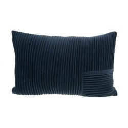 Coussin plis en velours bleu 