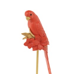 Perroquet orange sur tige 30 cm 