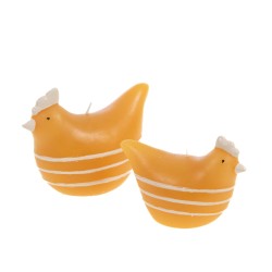 Bougie Poule moutarde 10,5 cm (lot de 4)