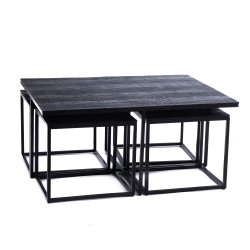 Set de 4 tables basses noires 