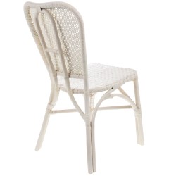 Chaise de bistrot blanche en rotin
