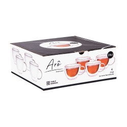 Set de 4 mugs de 24 cl Arô double paroi en verre borosilicate