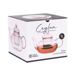 Théière 1 l Ceylan en verre borosilicate