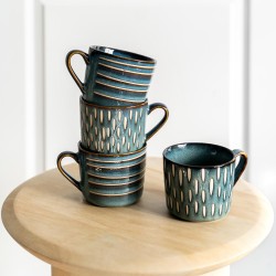 Coffret de 4 mugs Helsinki bleu 44 cl