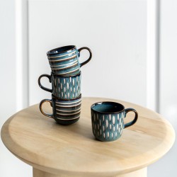 Coffret de 4 tasses Helsinki bleu 18 cl