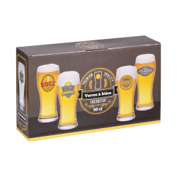 Coffret de 4 chopes à bières 50 cl décorées
