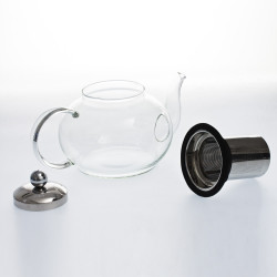 théière 1 l en borosilicate décor noir