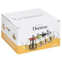 Théière avec filtre inox 1 l en borosilicate