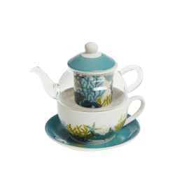 Coffret théière égoïste en Manatea en verre et en porcelaine 