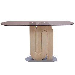 Console Alban en manguier et en verre 